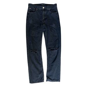 Aeropostale 90s Baggy Faded Black Patched Distressed Jeans Size 6